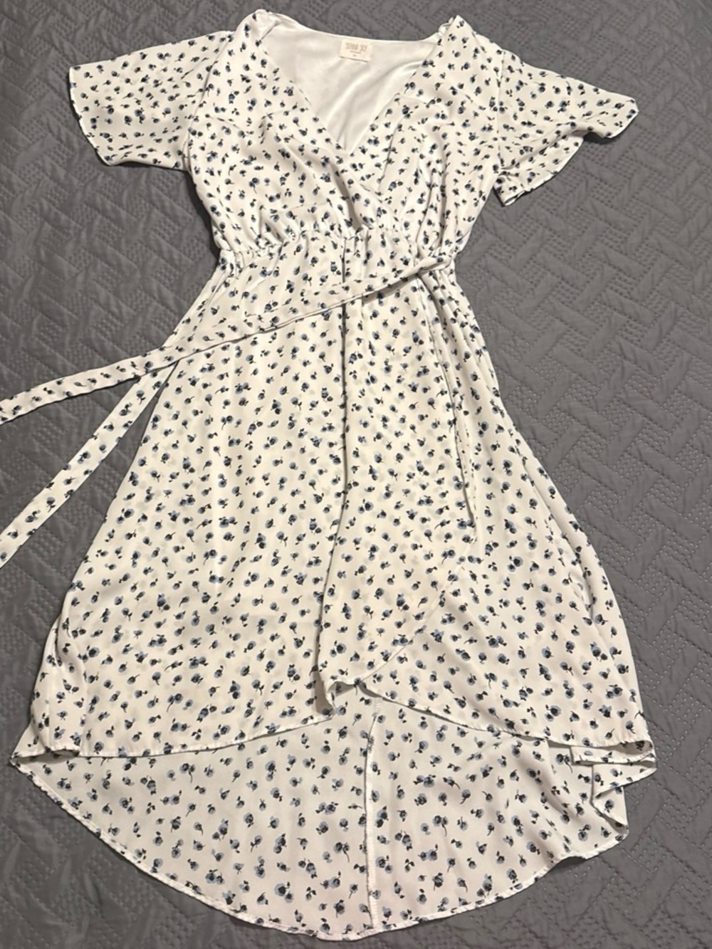 Sienna Sky White Dress with Navy Floral Print
